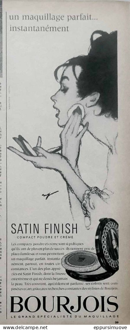 Publicité Papier  BOURJOIS MAQUILLAGE SATIN FINISH Mai 1964 FAC 992 - Advertising