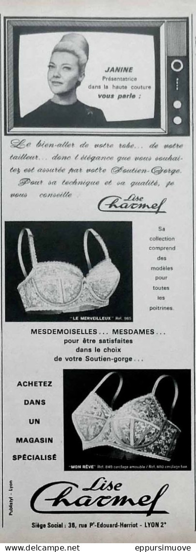Publicité Papier  LINGERIE LISE CHARMEL Mai 1964 FAC 992 - Advertising
