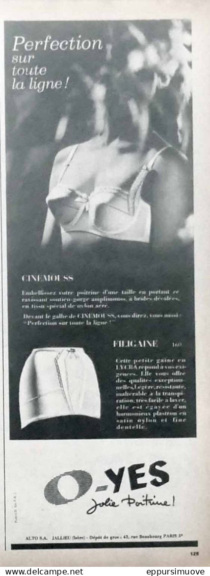 Publicité Papier  LINGERIE O-YES Mai 1964 FAC 992 - Werbung