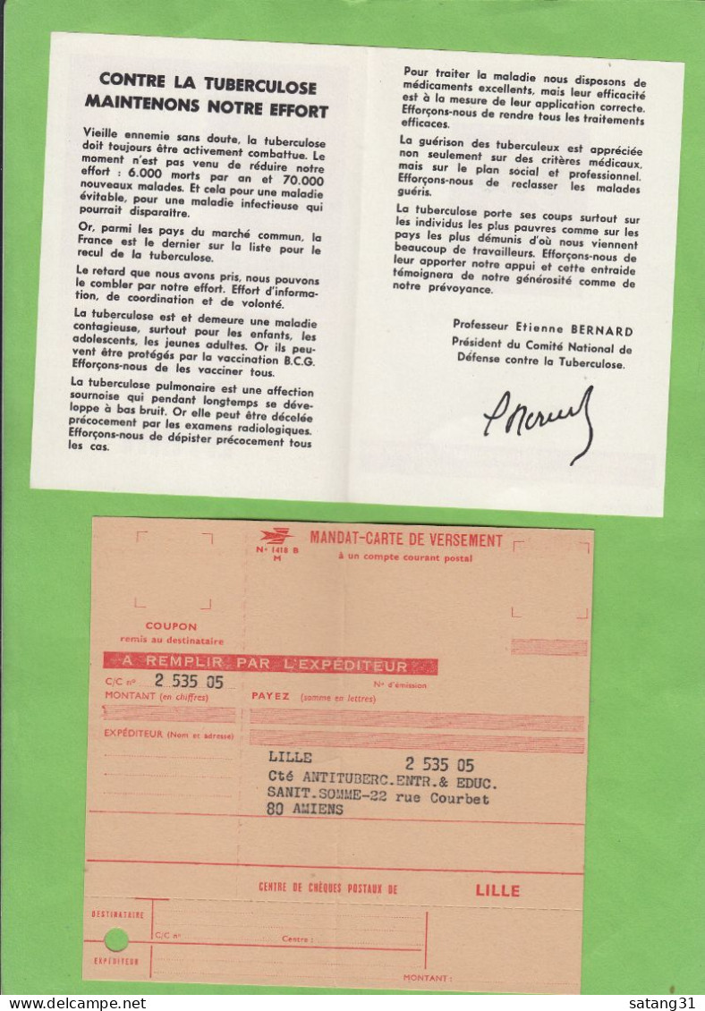 LOT DOCUMENTS "ANTITUBERCULEUX 1967". - Tegen Tuberculose
