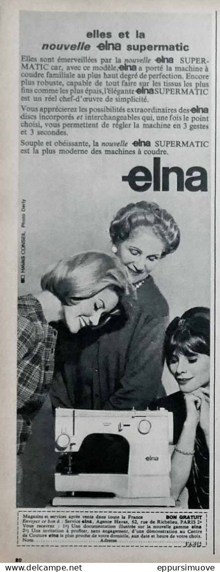Publicité Papier  SEWING MACHINE A COUDRE ELNA SUPERMATIC Mai 1964 FAC 993 - Publicidad