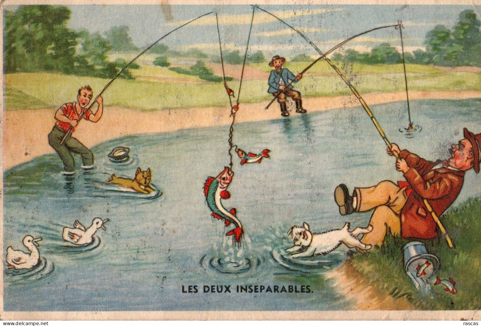 CPA - P - HUMOUR - PECHE - LES DEUX INSEPARABLES - Fishing