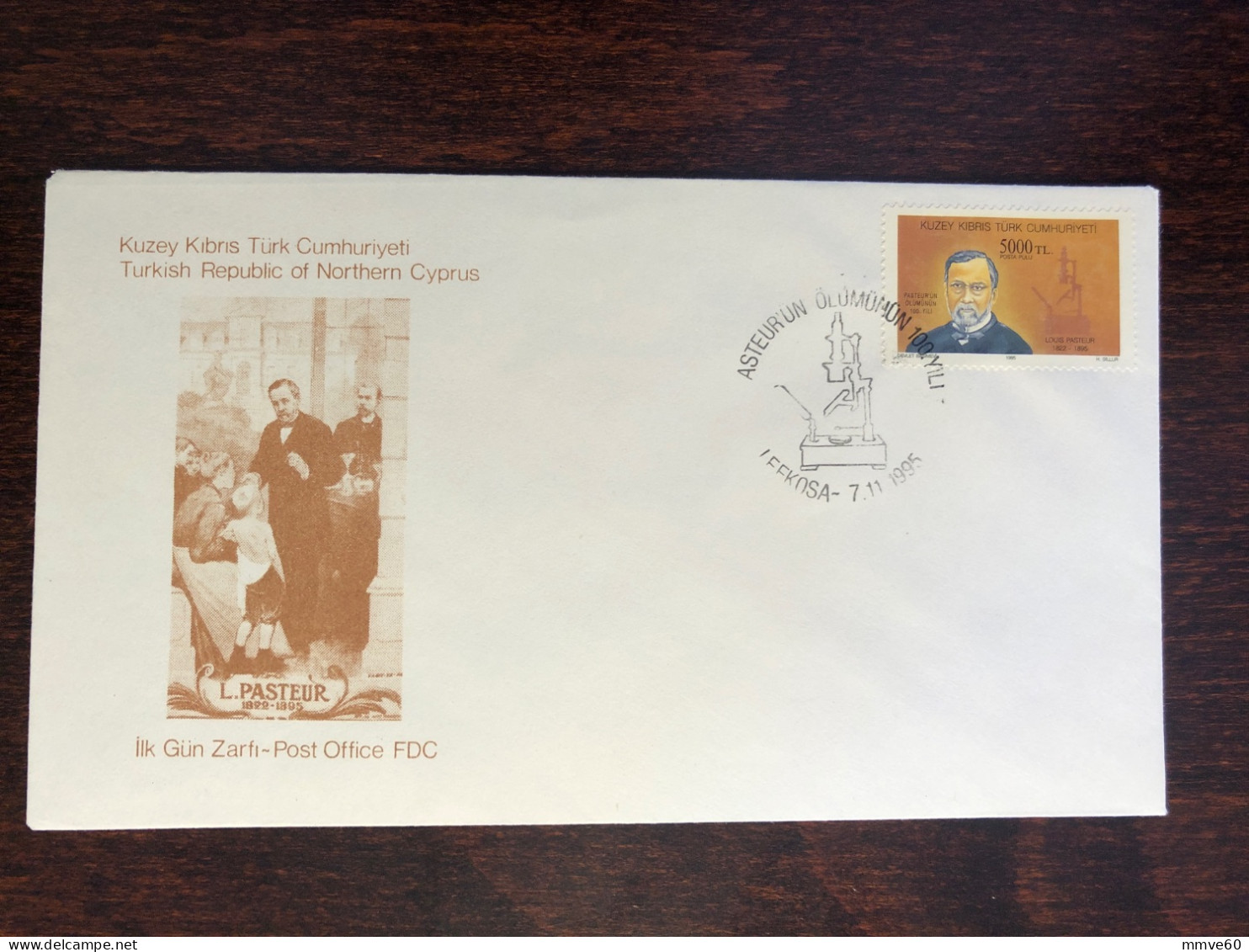 CYPRUS TURKISH FDC COVER 1995 YEAR PASTEUR HEALTH MEDICINE STAMPS - Storia Postale