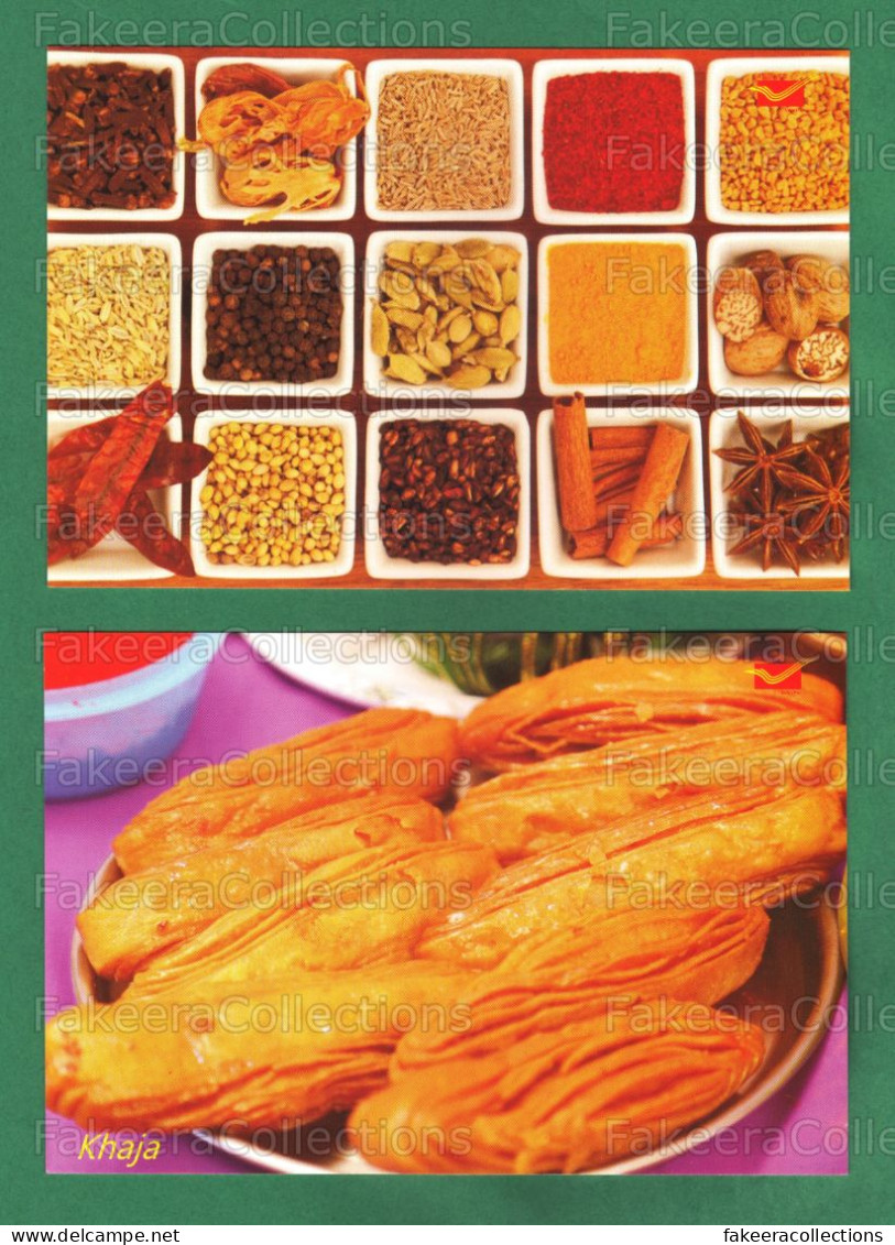 INDIA 2023 Inde Indien - INDIAN CUISINES Picture Post Card - Spices Of India & Khaja - Postcards, Food - Recettes (cuisine)