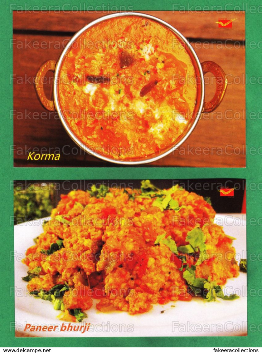 INDIA 2023 Inde Indien - INDIAN CUISINES Picture Post Card - Korma & Paneer Bhurji - Postcards, Food, Postcard - Recepten (kook)