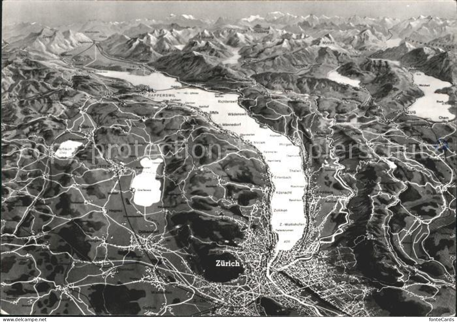 11878513 Zuerich Panoramakarte Mit Zuerichsee Zuerich - Sonstige & Ohne Zuordnung