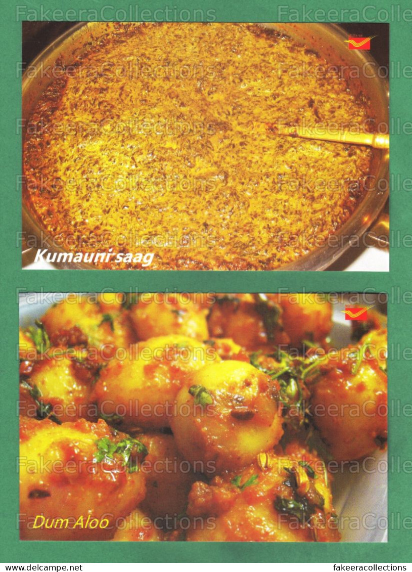 INDIA 2023 Inde Indien - INDIAN CUISINES Picture Post Card - Kumauni Saag & Dum Aloo - Postcards, Food, Postcard - Recepten (kook)