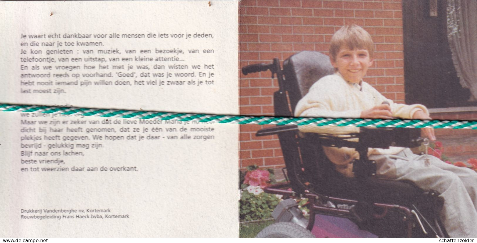Stijn Tanghe-Steen, Roeselare 1981, 1998. Foto - Obituary Notices