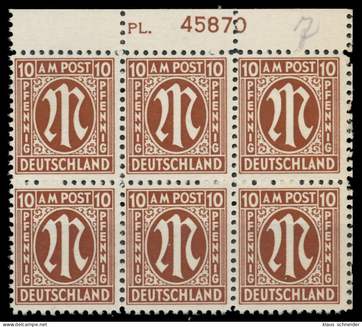 BIZONE AM-POST Nr 6z PL 45870 Postfrisch 6er-BLOCK ORA X81EA9E - Mint