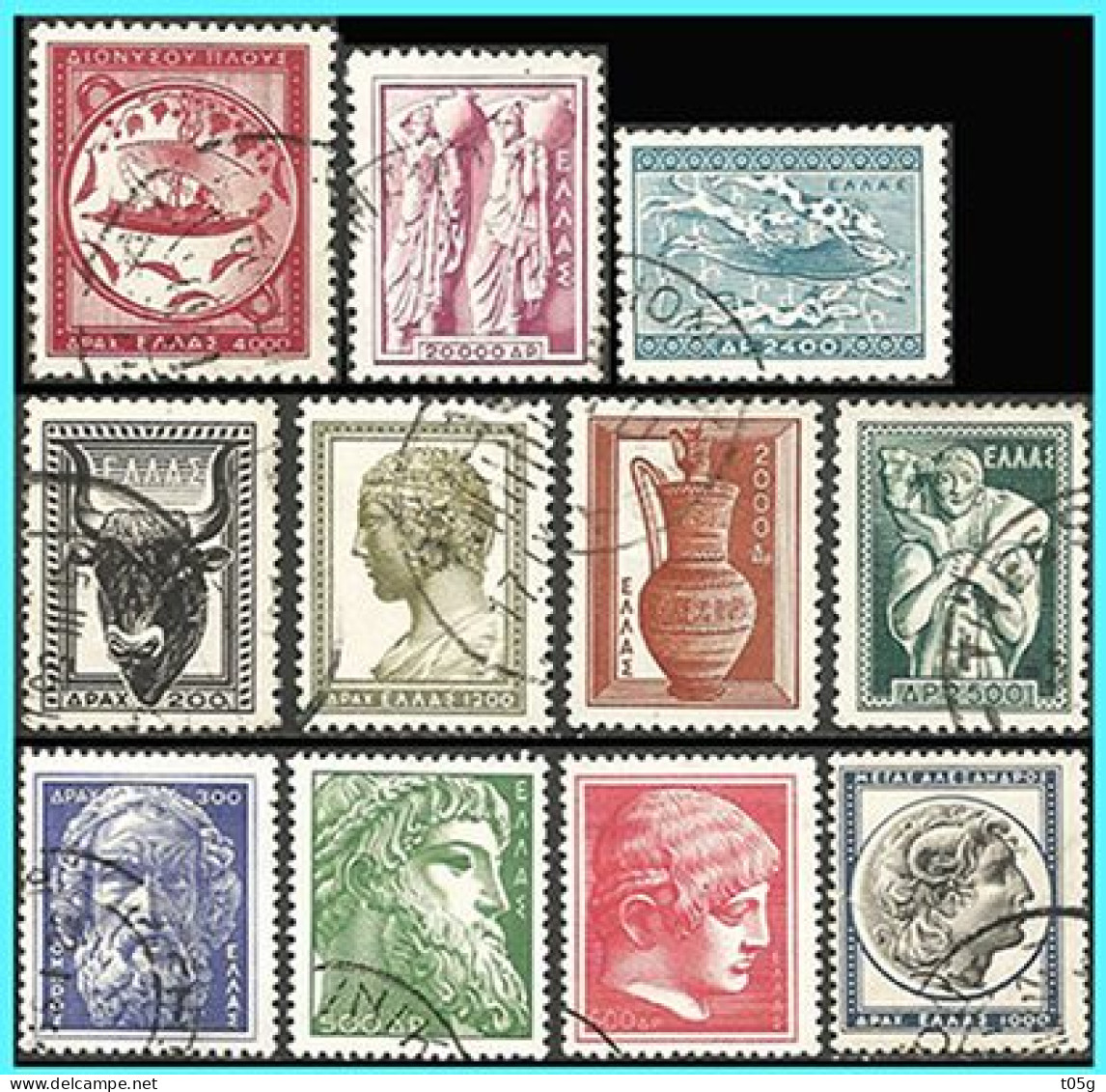 GREECE- GRECE- HELLAS 1954: Ancient Greek Art I Compl. Set  Used - Used Stamps