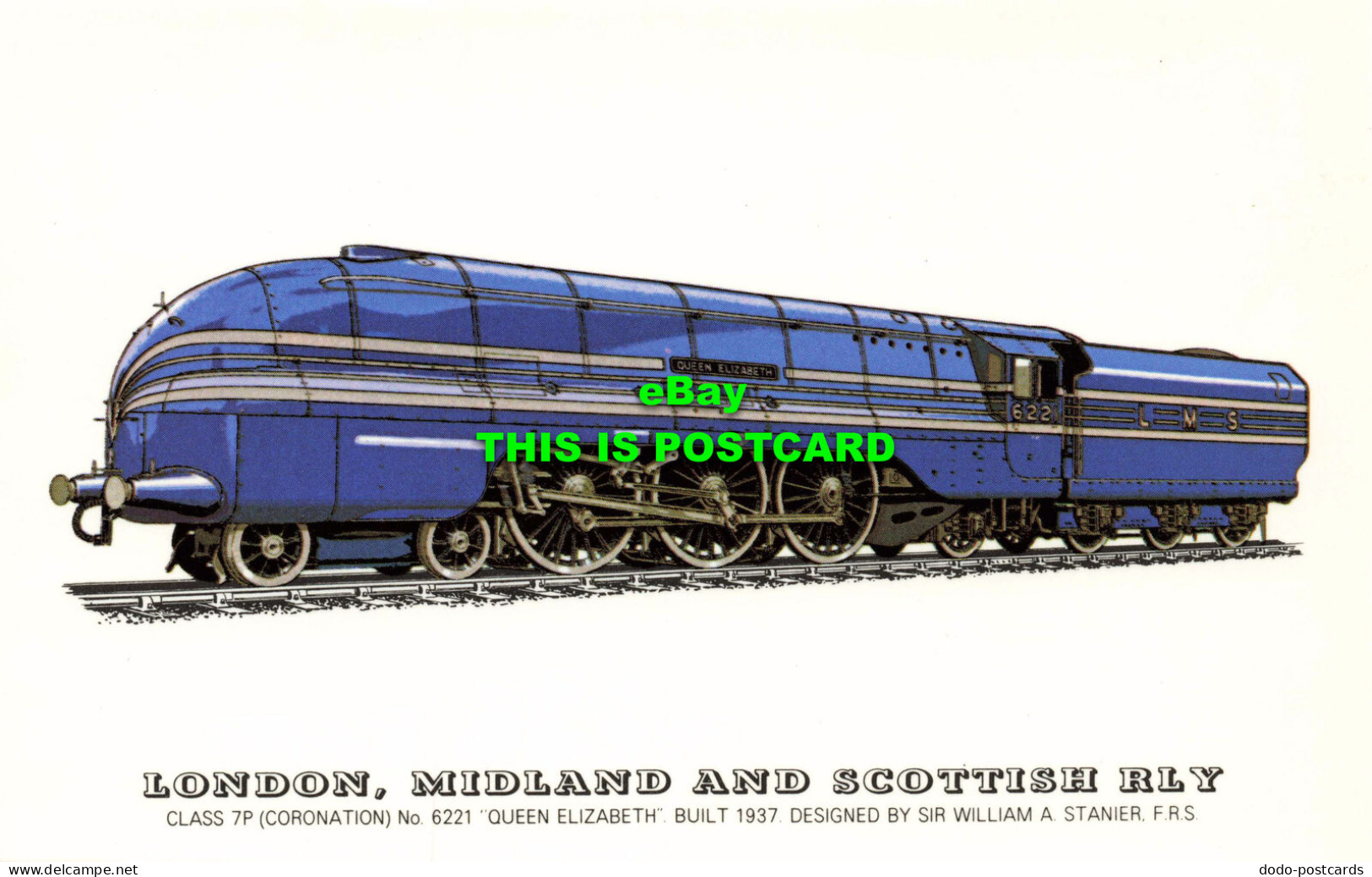 R574004 London Midland And Scottish Rly. Class 7P. No. 6221 Queen Elizabeth. Bui - Otros & Sin Clasificación