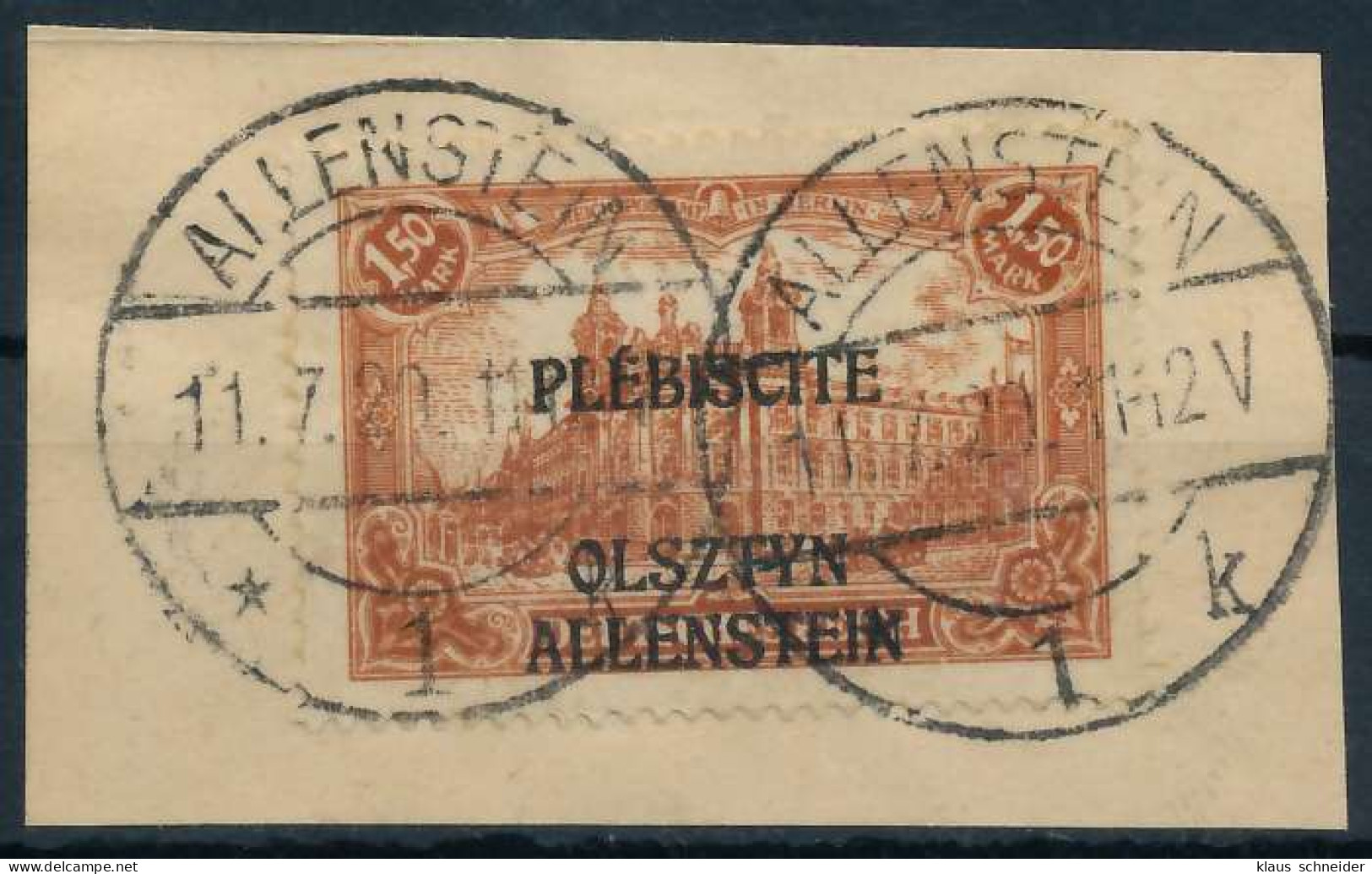 ALLENSTEIN Nr 12b Zentrisch Gestempelt Briefstück Gepr. X49A98A - Sonstige & Ohne Zuordnung