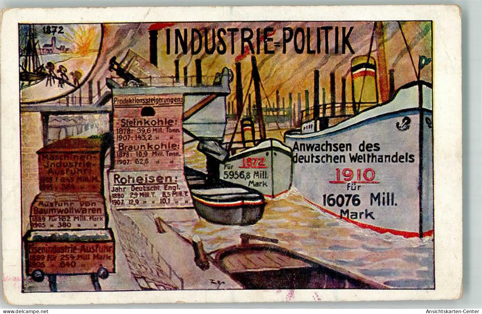 10678806 - Karte 8 Das Zentrum  Volkspartei  Industrie Politik  Anwachsen Des Deutschen Welthandels 1910 - Eventi