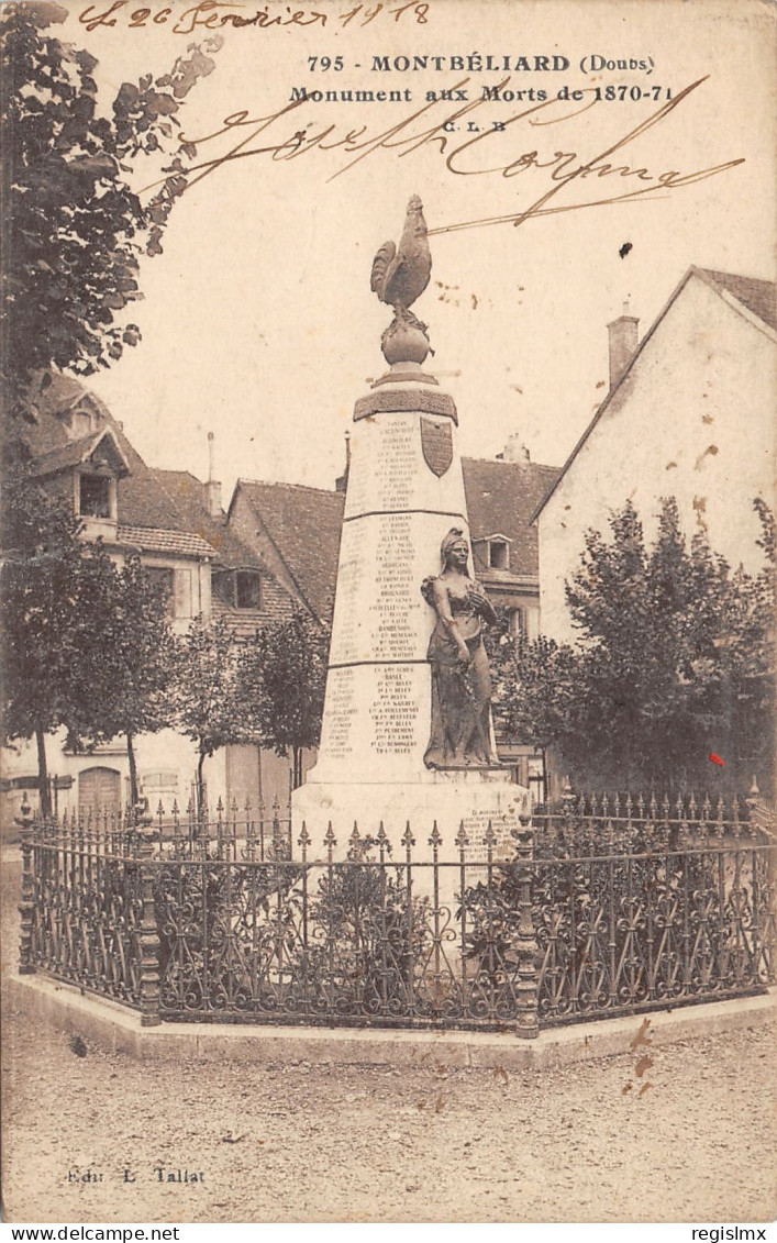 25-MONTBELIARD-MONUMENT AUX MORTS-N°2041-F/0065 - Sonstige & Ohne Zuordnung