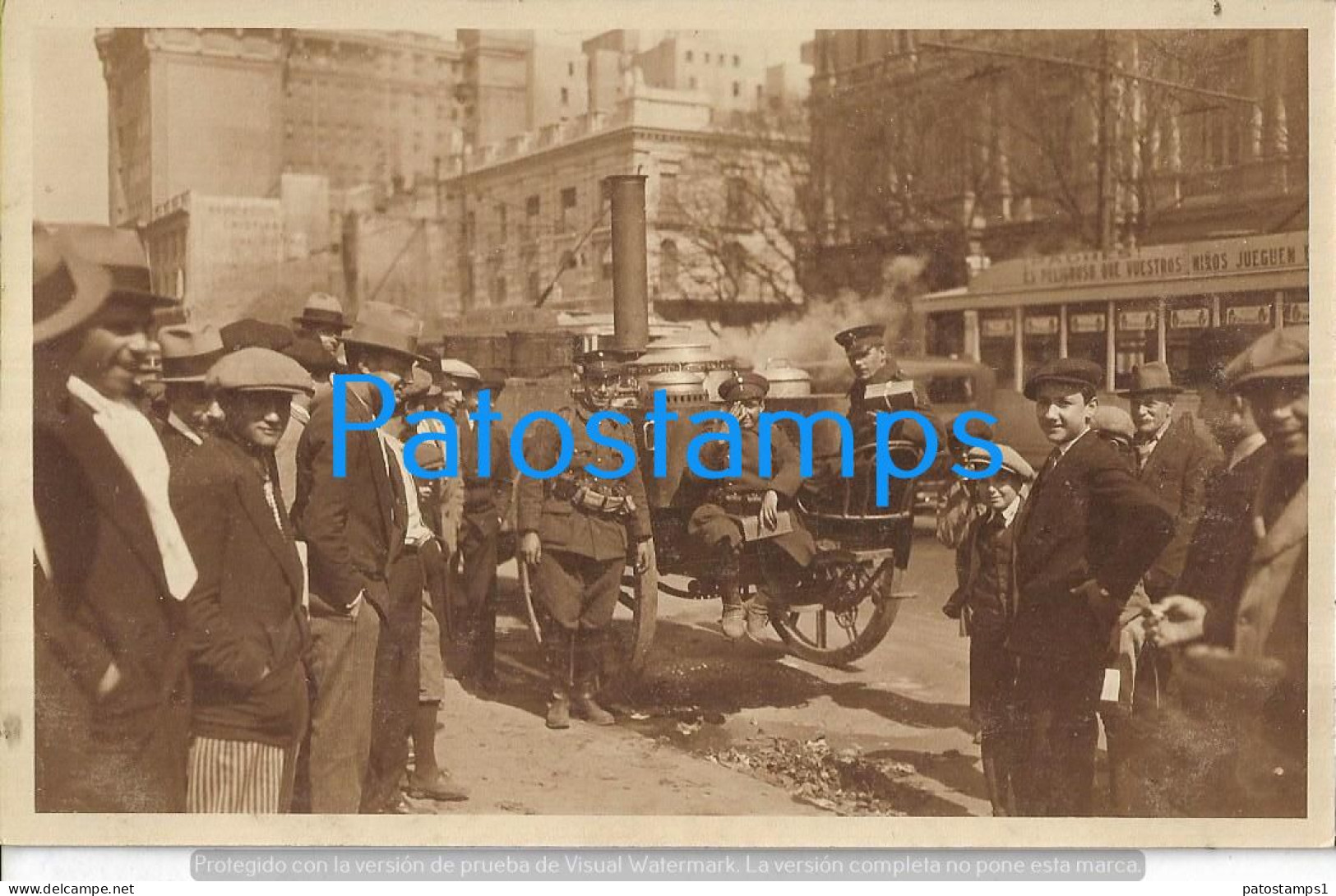 227980 ARGENTINA COSTUMES MILITARY SOLDIER AND AUTOMOBILE RARE & TRAMWAY TRANVIA POSTAL POSTCARD - Argentine