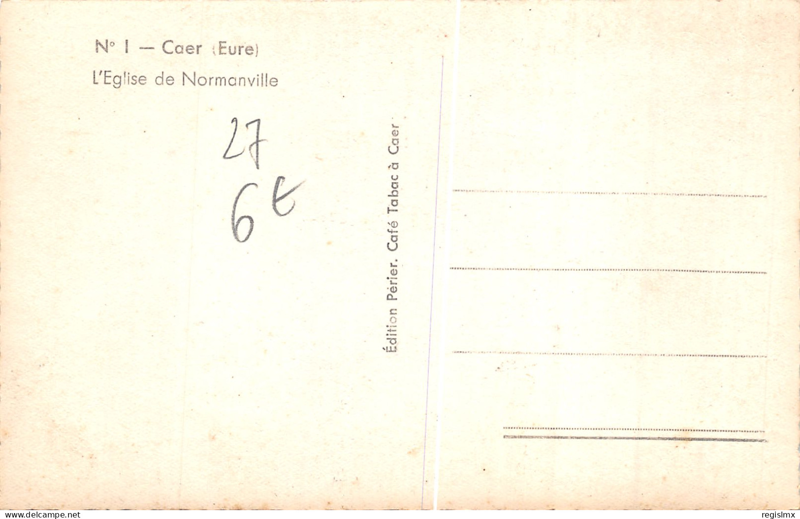 27-CAER-EGLISE DE NORMANVILLE-N°2041-F/0359 - Other & Unclassified