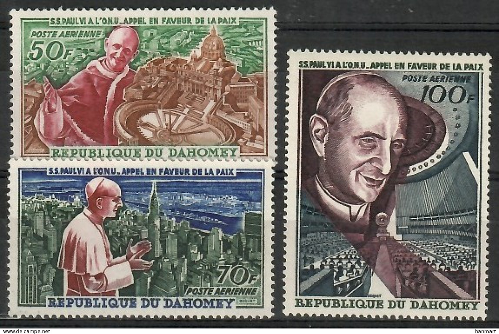 Dahomey 1966 Mi 282-284 MNH  (ZS5 DHY282-284) - Päpste