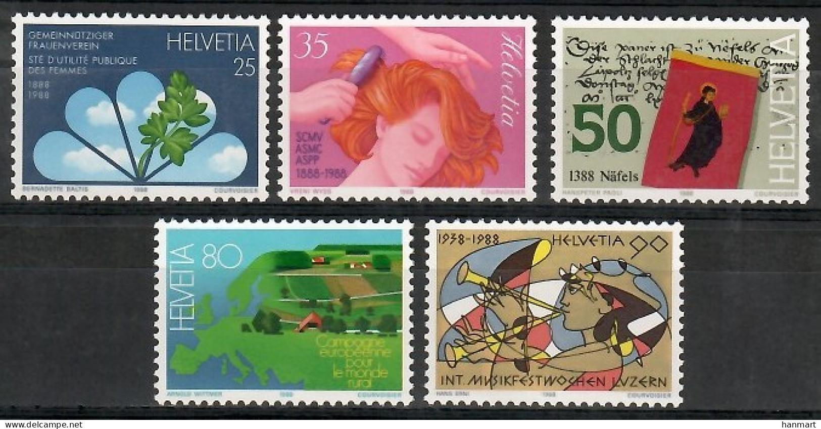 Switzerland 1988 Mi 1364-1368 MNH  (ZE1 SWT1364-1368) - Stamps