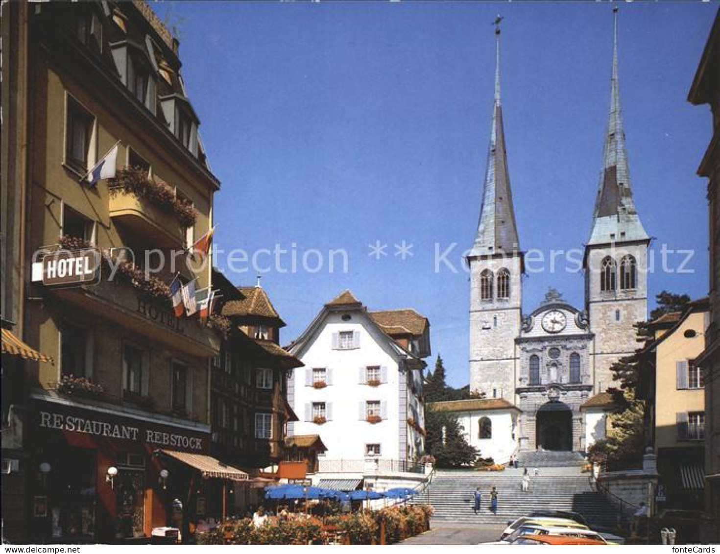 11877863 Luzern LU Hofkirche Und Hotel Rebstock Luzern - Autres & Non Classés