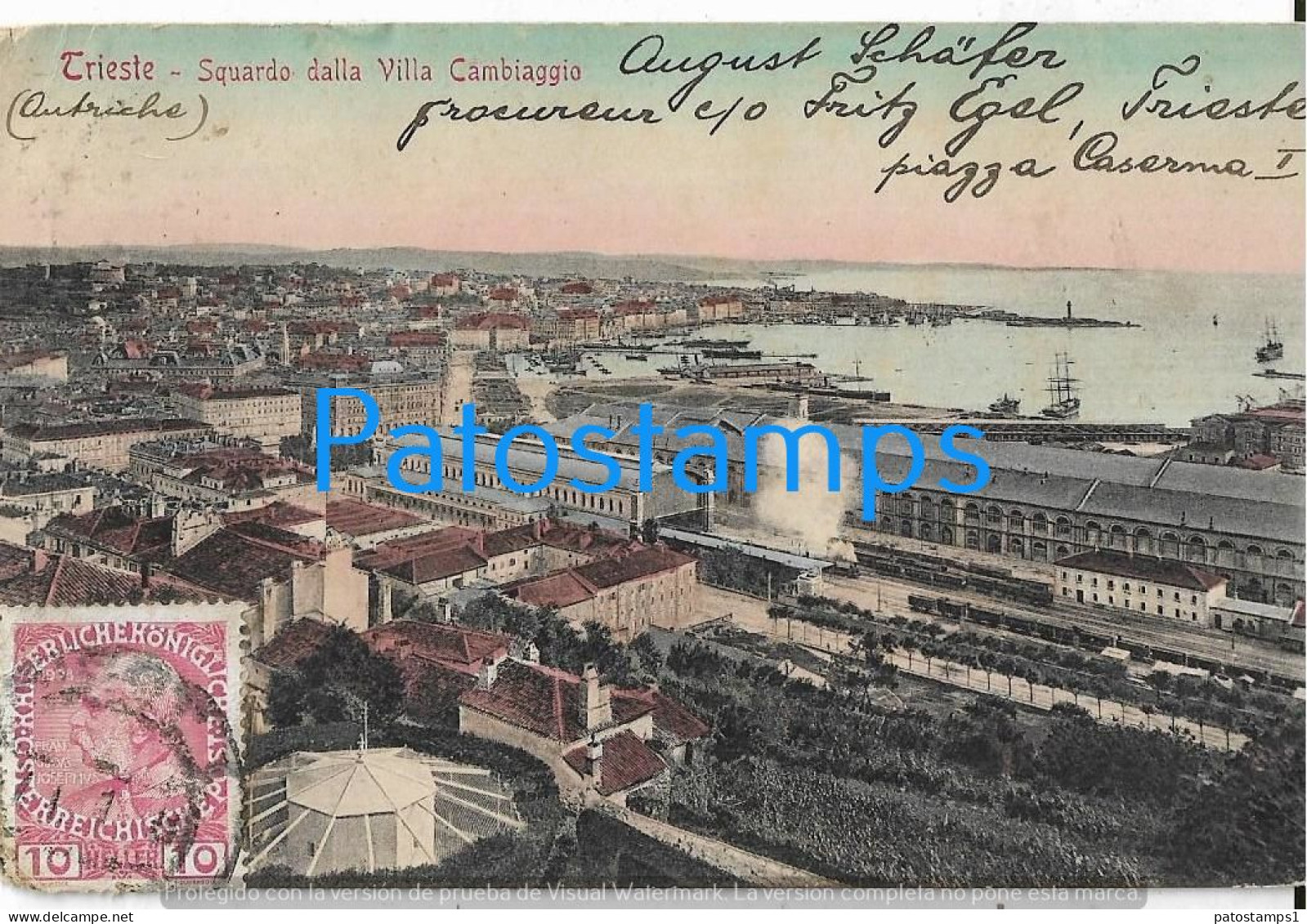 227986 ITALY TRIESTE LOOK FROM VILLA CAMBIAGGIO CIRCULATED TO ARGENTINA POSTAL POSTCARD - Autres & Non Classés