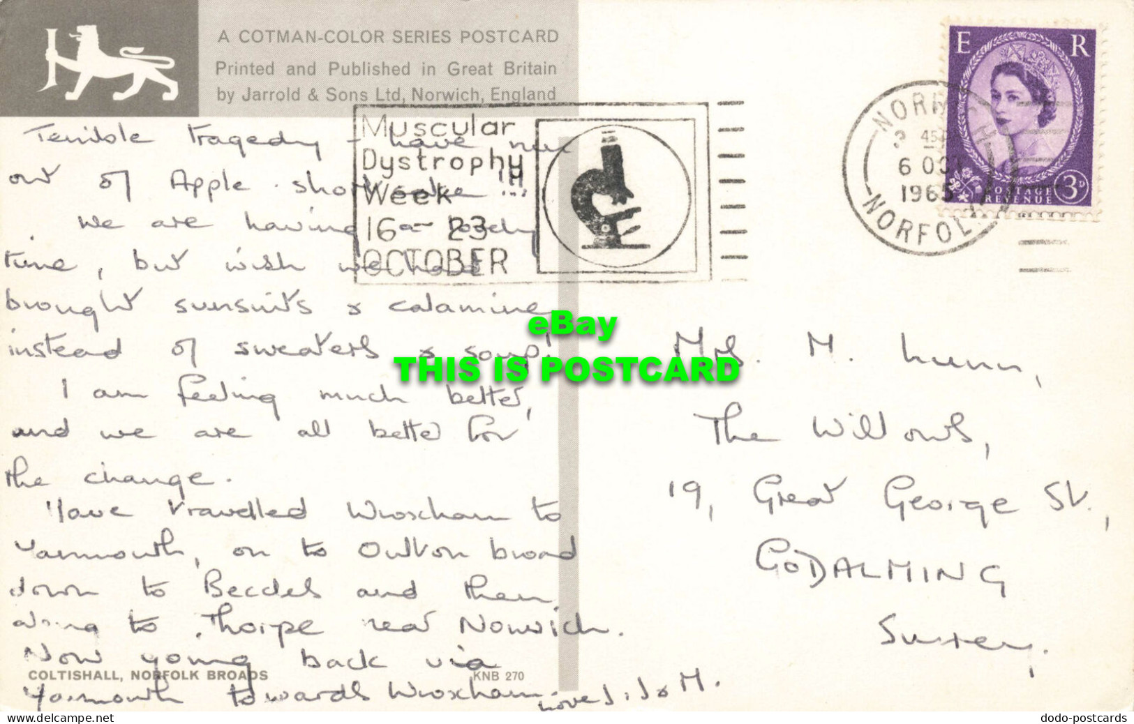 R574115 Coltishall. Norfolk Broads. Cotman Color Series. Jarrold. 1965 - Monde