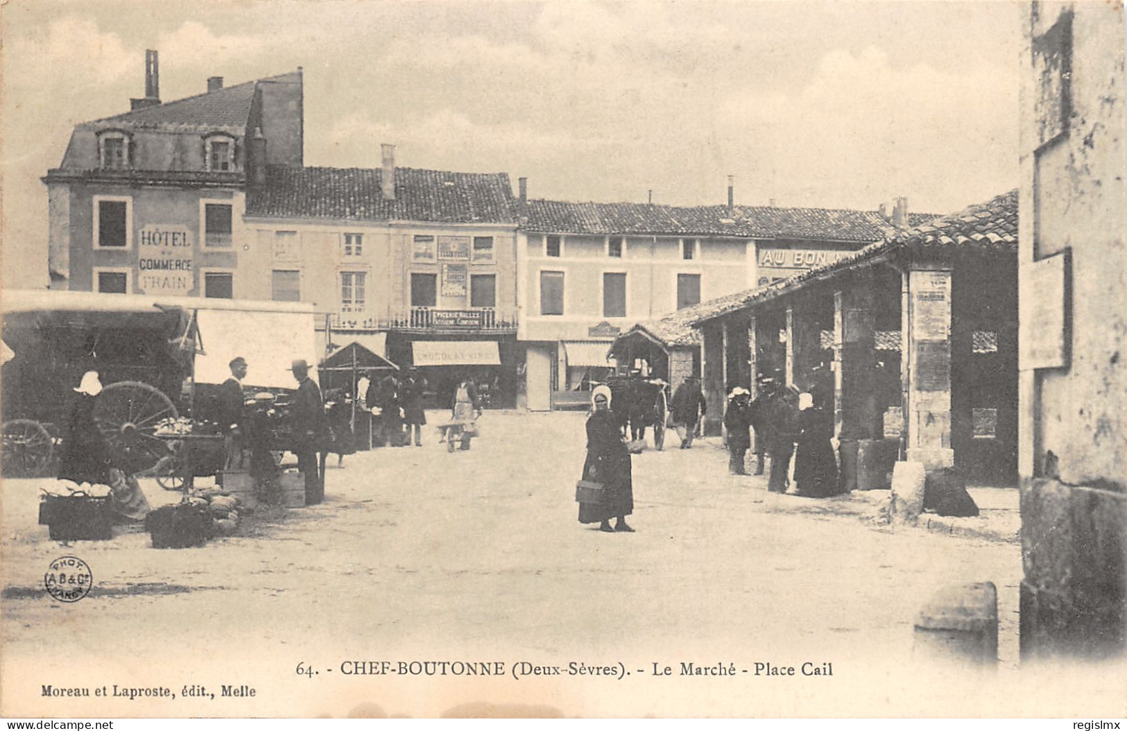 79-CHEF BOUTONNE-PLACE CAIL-JOUR DE MARCHE-N°2048-C/0011 - Chef Boutonne