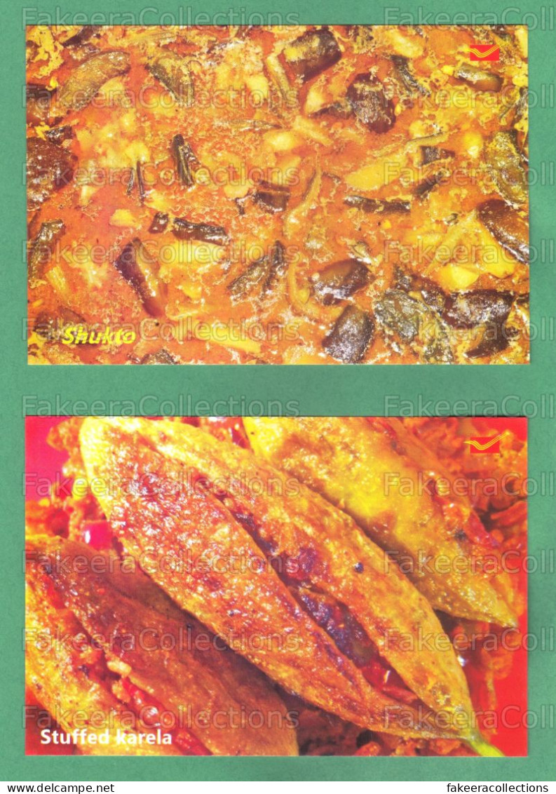 INDIA 2023 Inde Indien - INDIAN CUISINES Picture Post Card - Shukto & Stuffed Karela - Postcards, Food, Postcard - Recipes (cooking)