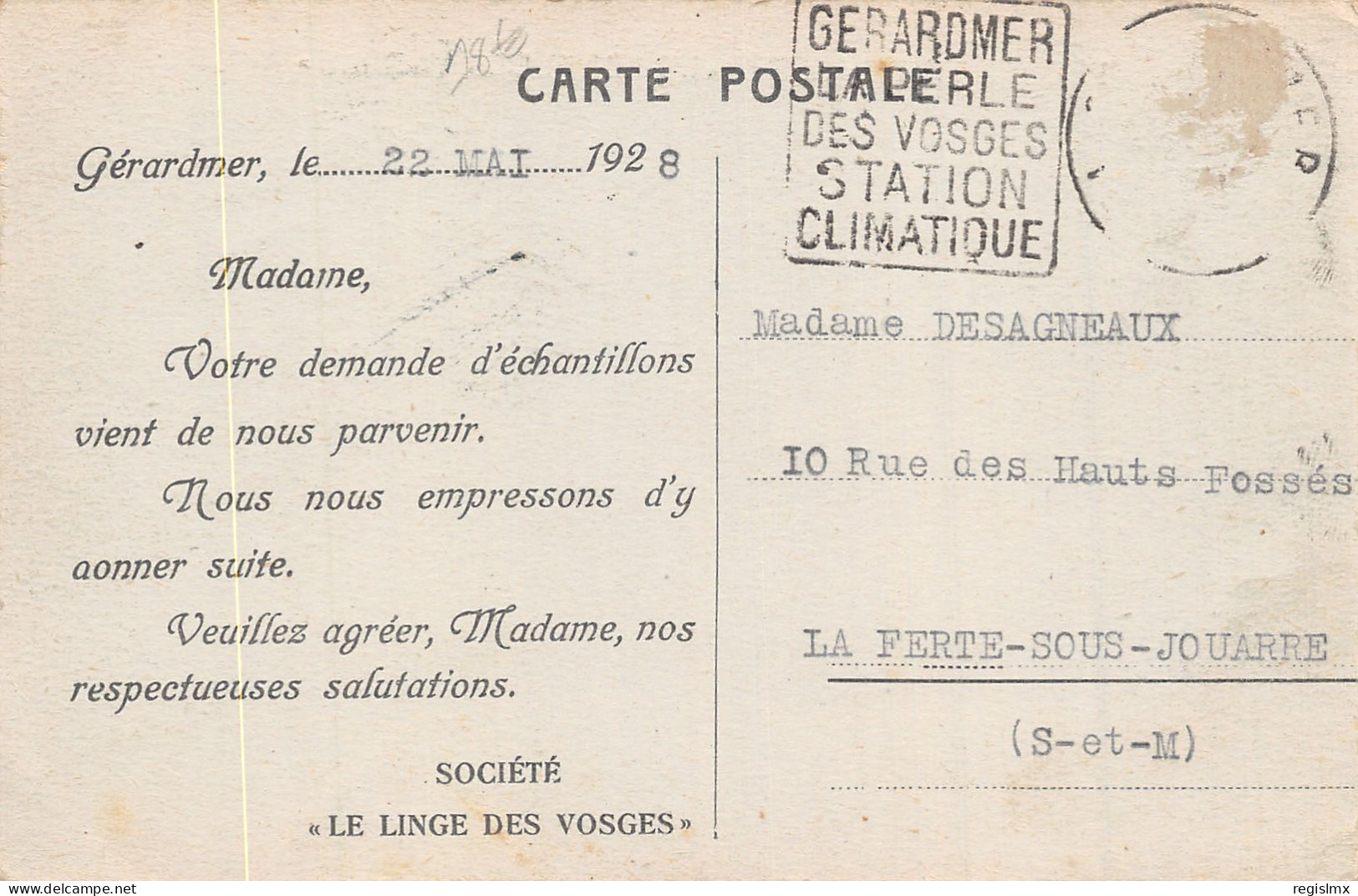 88-GERARDMER-SOCIETE LE LINGE DES VOSGES-N°2048-E/0303 - Gerardmer
