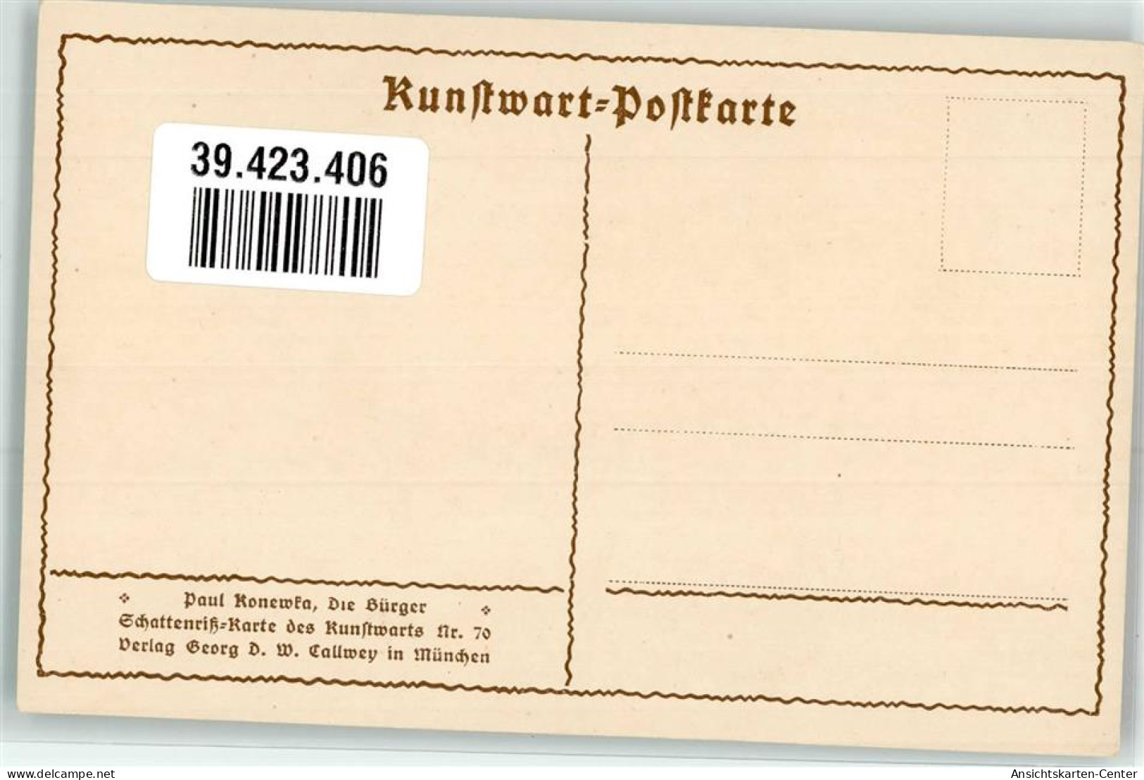 39423406 - Die Buerger Scherenschnitt Karte Des Kunstwarts Nr.70 - Other & Unclassified