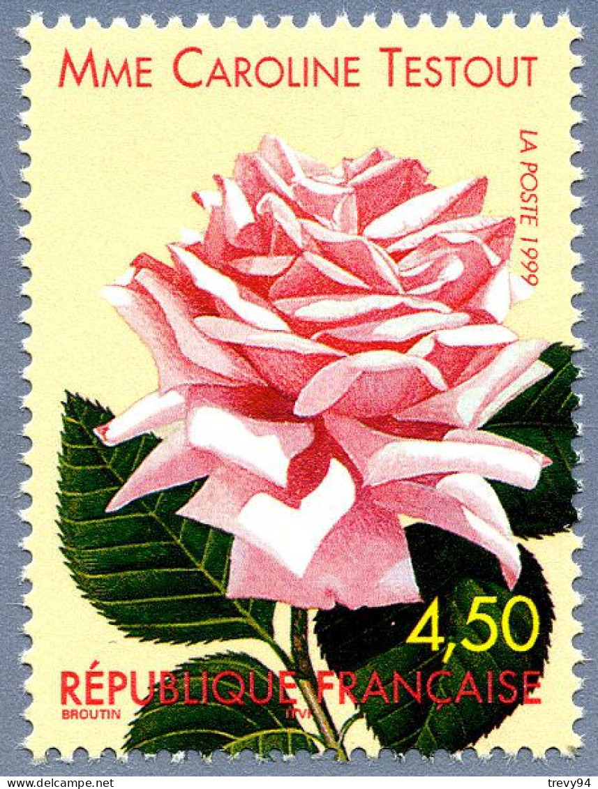 Timbre De 1999 Congrès Mondial Des Roses Anciennes Rose Mme Caroline Testout 1890 - N° 3249 - Unused Stamps