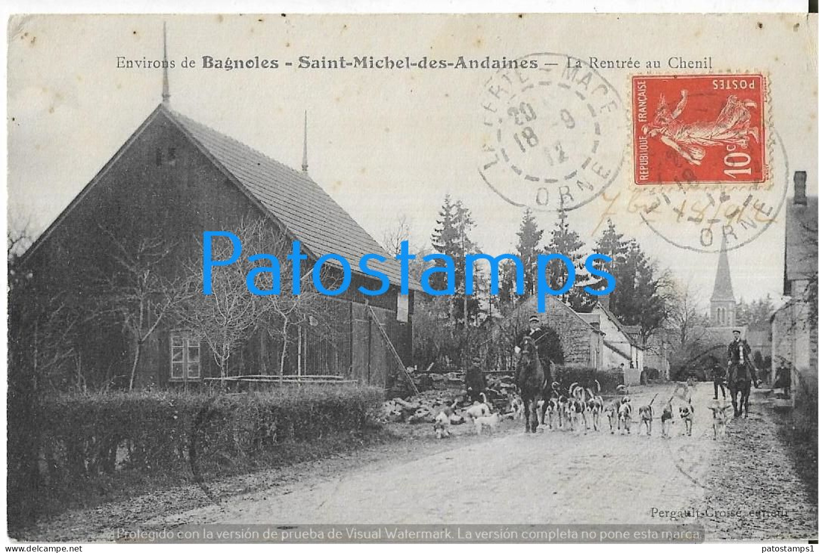 227990 FRANCE SAINT MICHEL DES ANDAINES BACK TO THE KENNEL BREAK CIRCULATED TO ARGENTINA POSTAL POSTCARD - Otros & Sin Clasificación