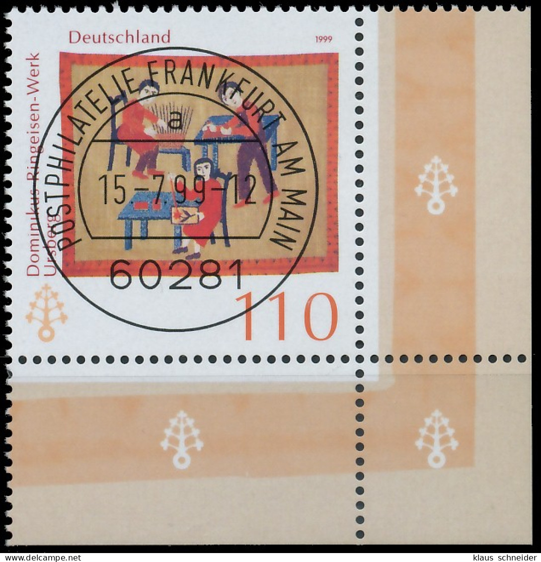 BRD BUND 1999 Nr 2065 Zentrisch Gestempelt ECKE-URE X552746 - Used Stamps