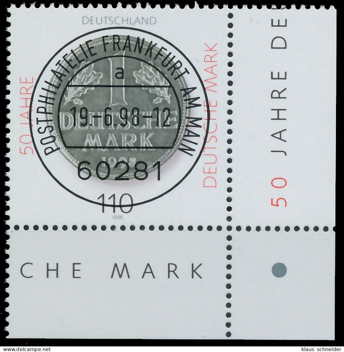 BRD BUND 1998 Nr 1996 Zentrisch Gestempelt ECKE-URE X552D02 - Used Stamps