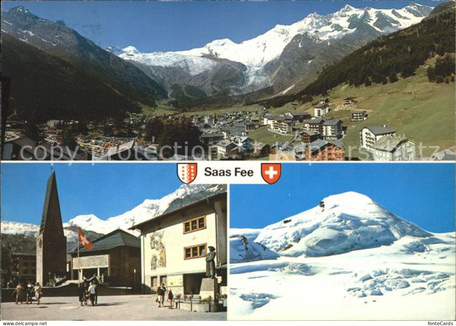 11877318 Saas-Fee Panorama Dorfpartie Mit Kirche Saas-Fee - Other & Unclassified