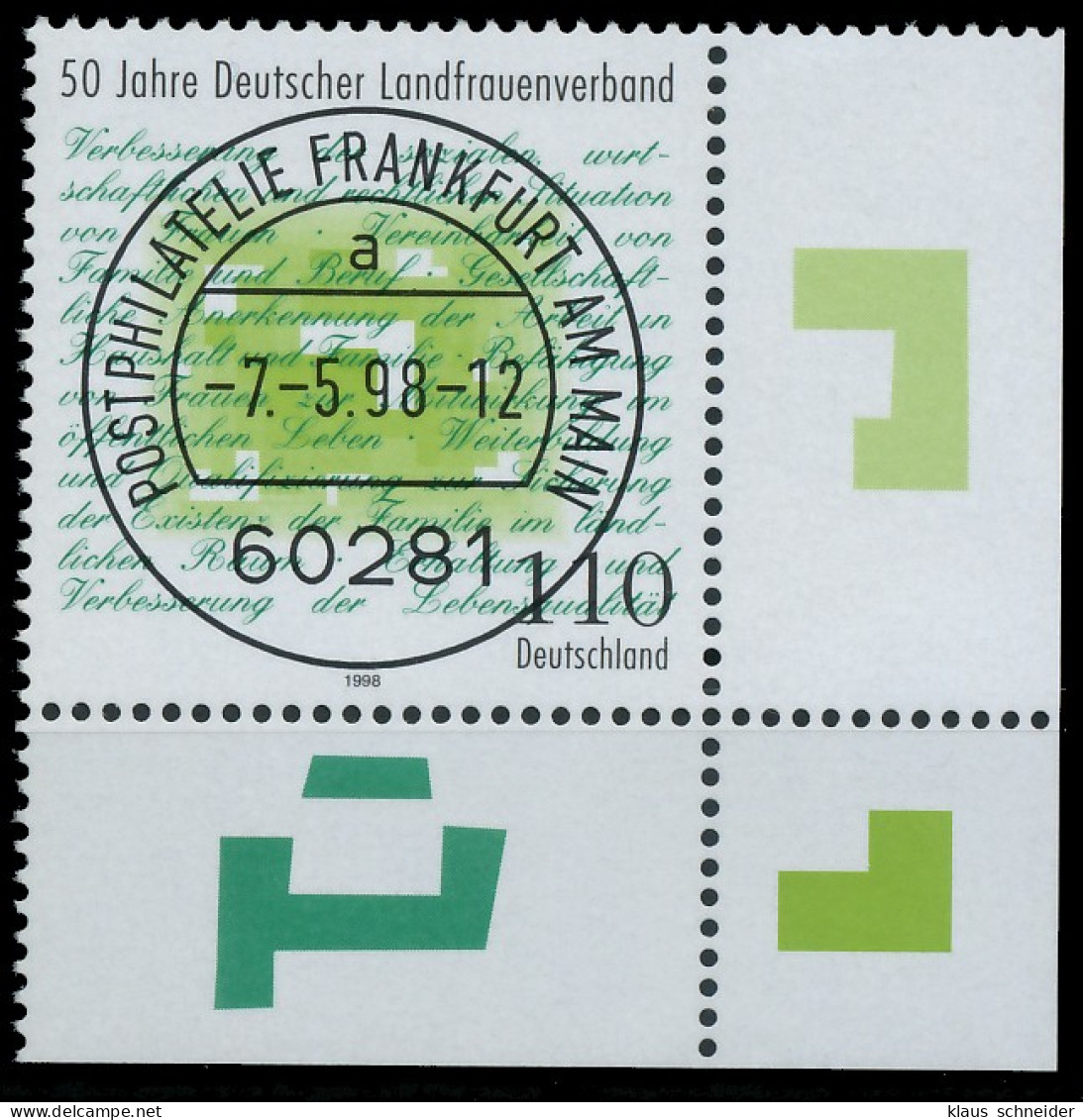 BRD BUND 1998 Nr 1988 Zentrisch Gestempelt ECKE-URE X557CE6 - Used Stamps