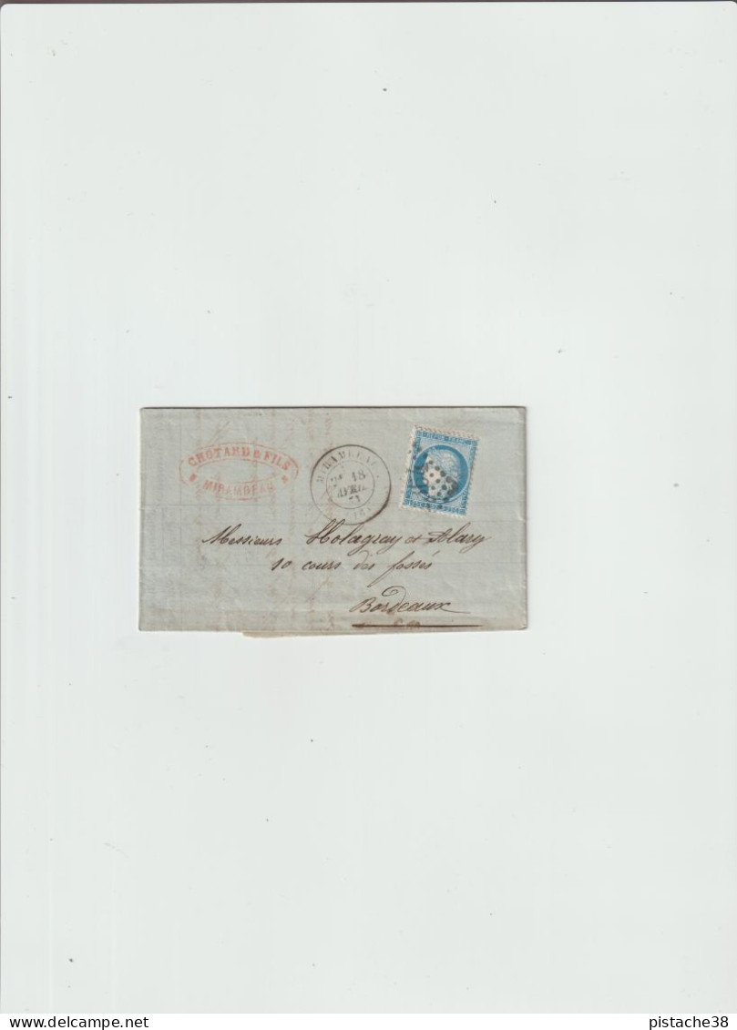N° 60a, Type Cérès De 1873, Timbre Denté De MIRAMBEAU Pour BORDEAUX, Voir Scans - 1849-1876: Klassik