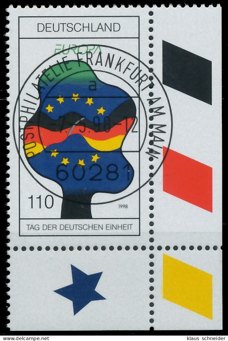 BRD BUND 1998 Nr 1985 Zentrisch Gestempelt ECKE-URE X557ED6 - Used Stamps