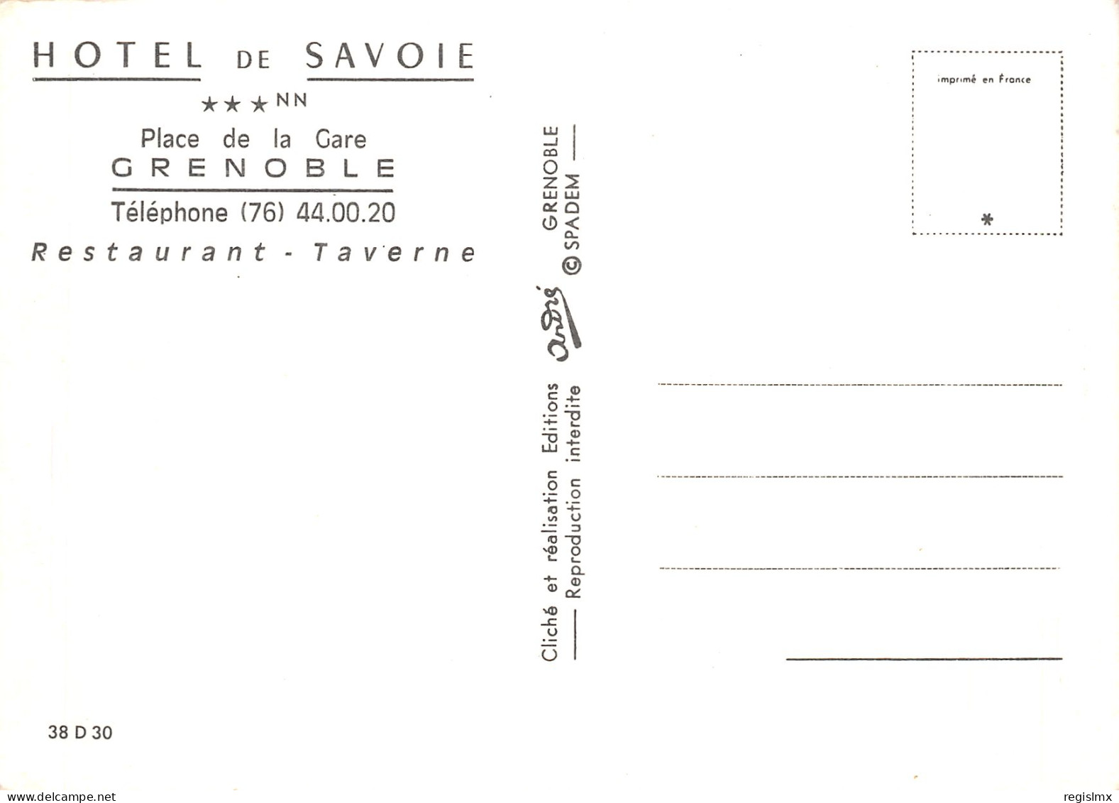 38-GRENOBLE HOTEL DE SAVOIE-N°2104-C/0359 - Grenoble