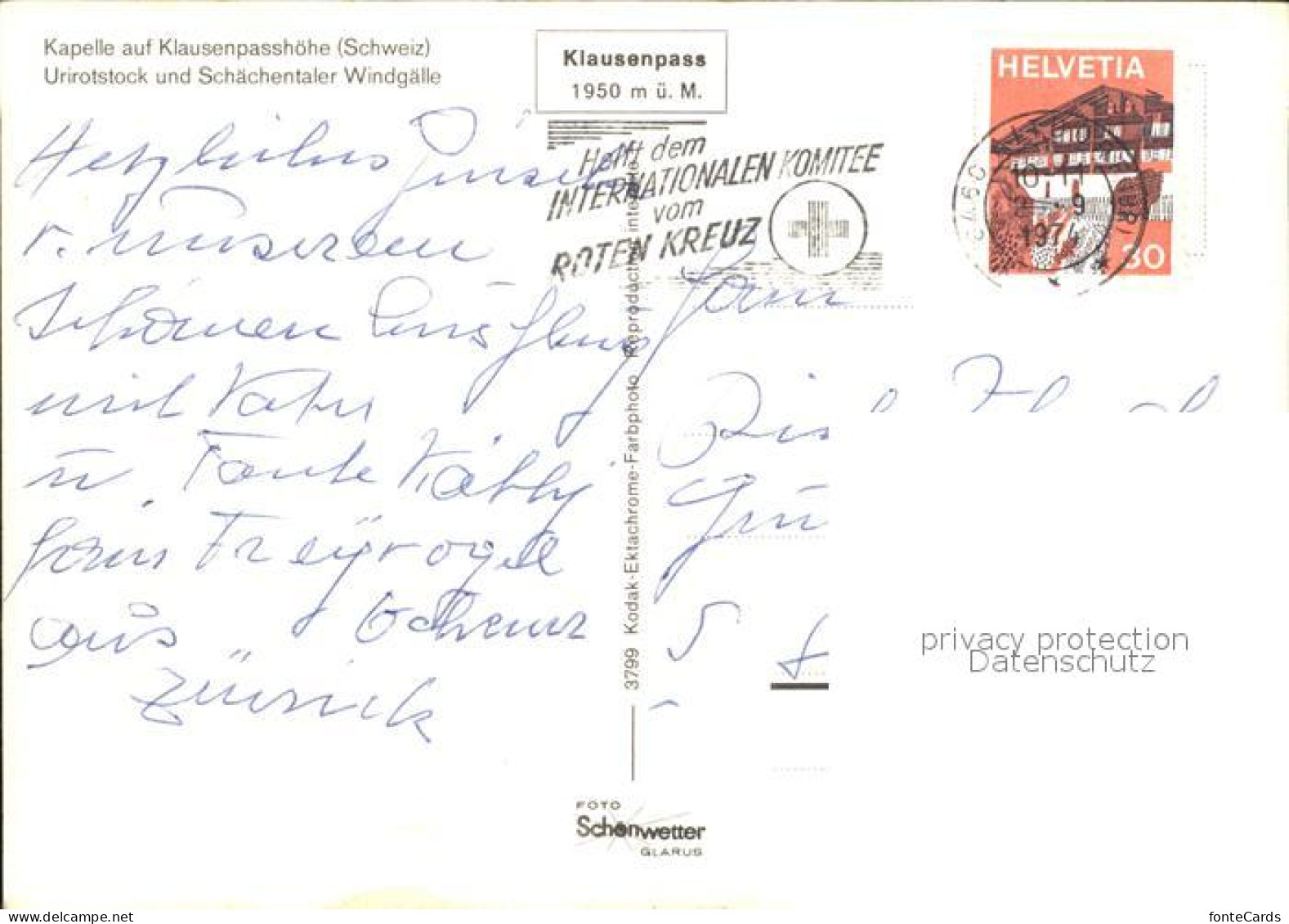 11877292 Klausenpass Kapelle Mit Kreuz Urirotstock Und Schaechentaler Windgaelle - Autres & Non Classés