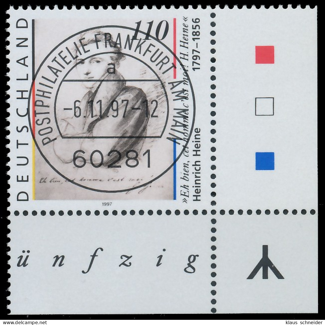 BRD BUND 1997 Nr 1962I Zentrisch Gestempelt ECKE-URE X558006 - Used Stamps