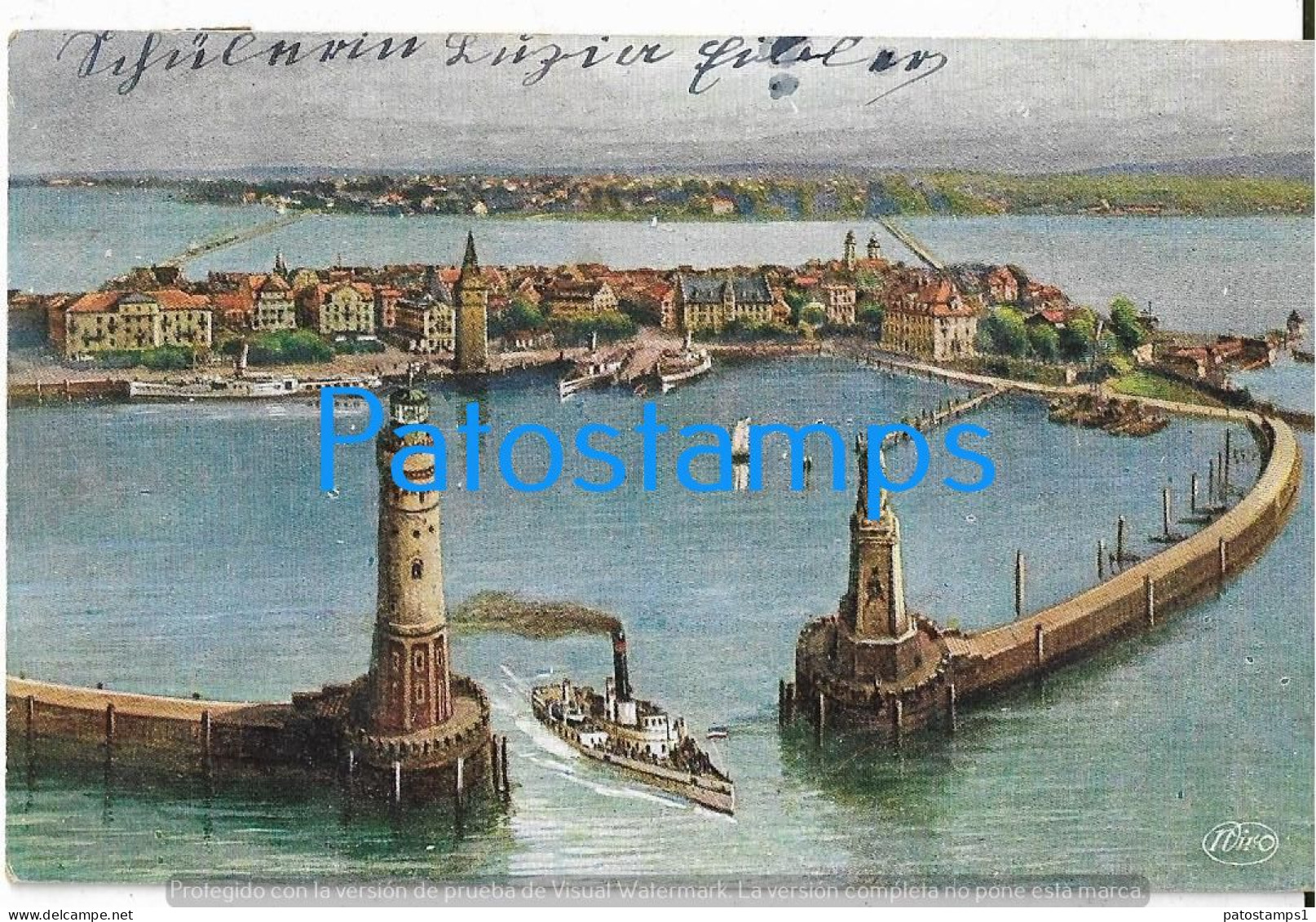 227993 GERMANY HELP VIEW PARTIAL & SHIP POSTAL POSTCARD - Other & Unclassified