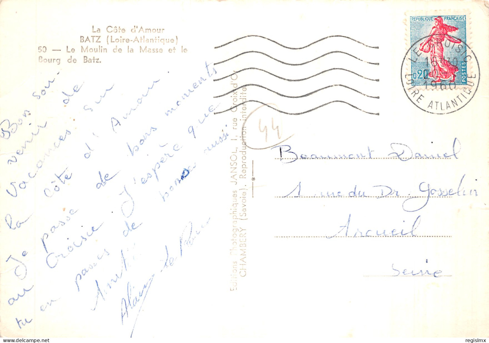 44-BATZ LE MOULIN DE LA MASSE-N°2107-C/0393 - Batz-sur-Mer (Bourg De B.)