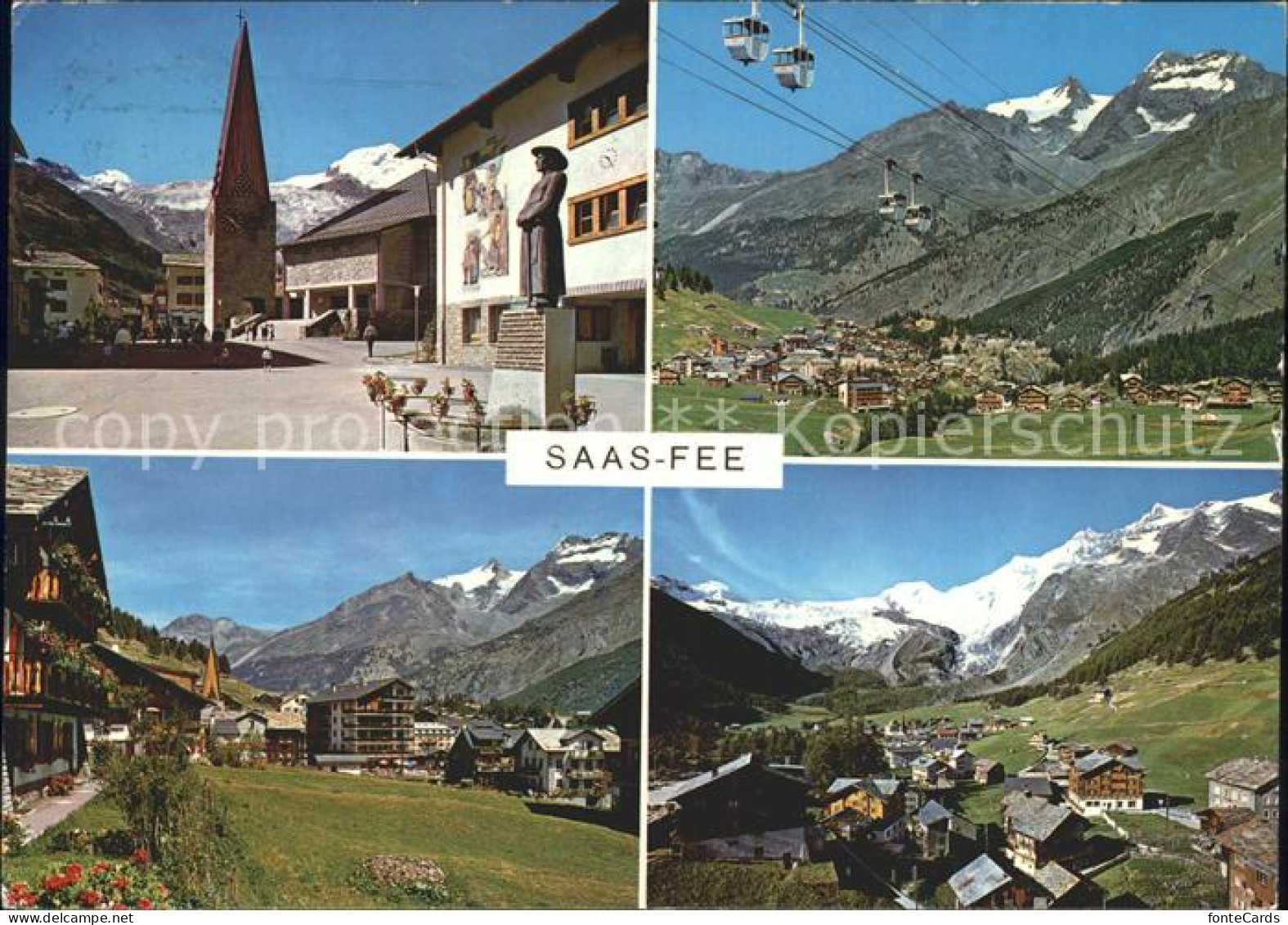 11877152 Saas-Fee Dorfpartie Mit Kirche Gondelbahn Panorama Saas-Fee - Otros & Sin Clasificación