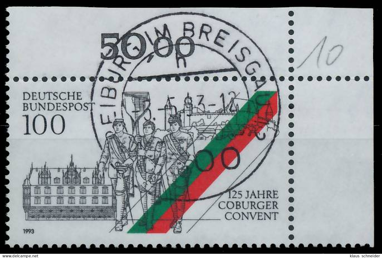 BRD BUND 1993 Nr 1676 Zentrisch Gestempelt ECKE-ORE X56F7CA - Used Stamps