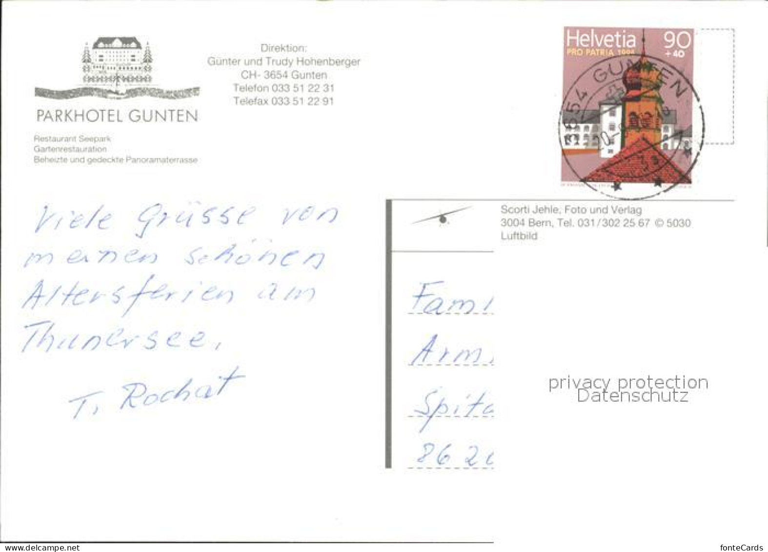 11875522 Gunten Parkhotel Gunten Fliegeraufnahme Gunten - Other & Unclassified