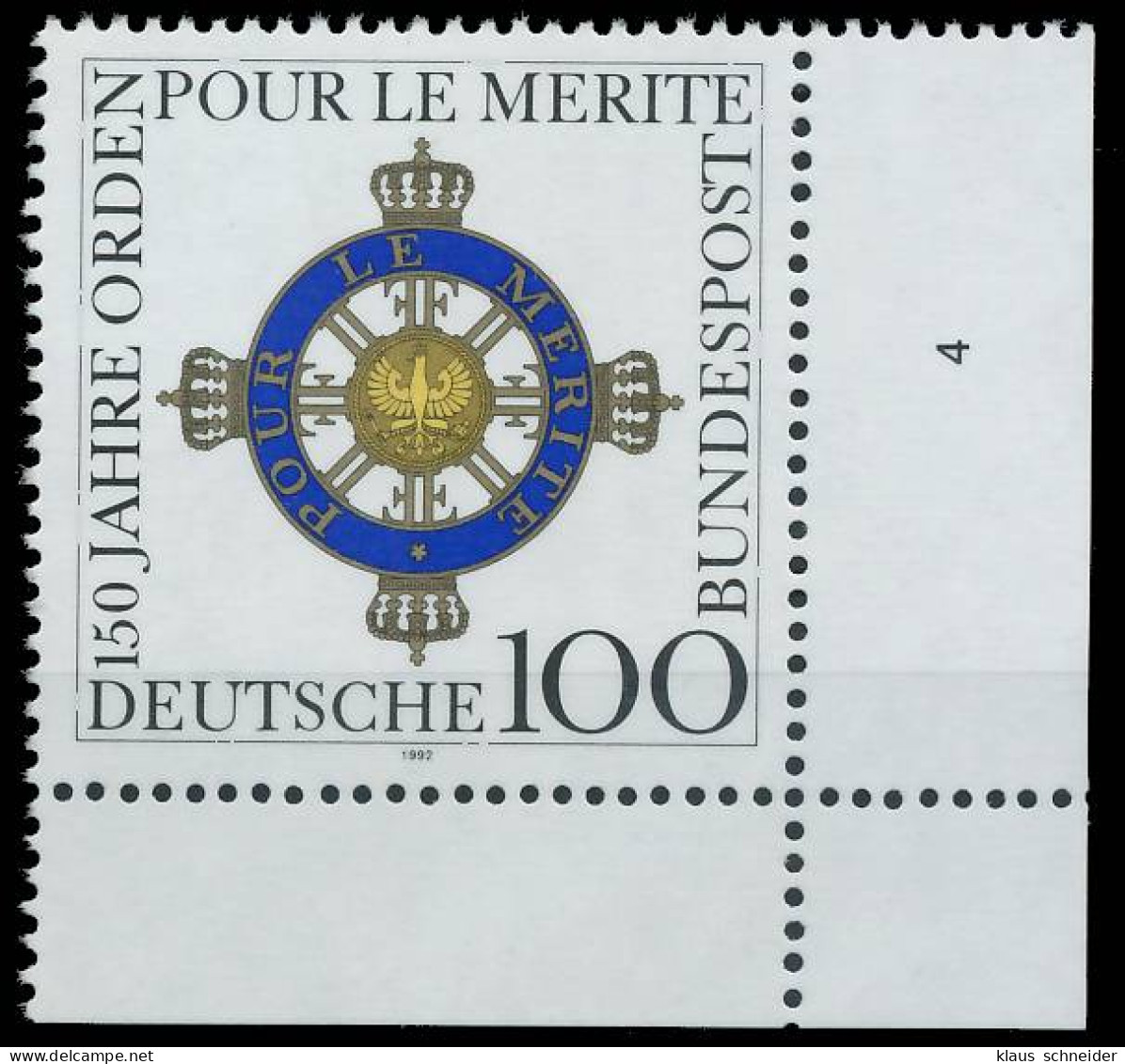 BRD BUND 1992 Nr 1613 Postfrisch FORMNUMMER 4 X572D26 - Unused Stamps