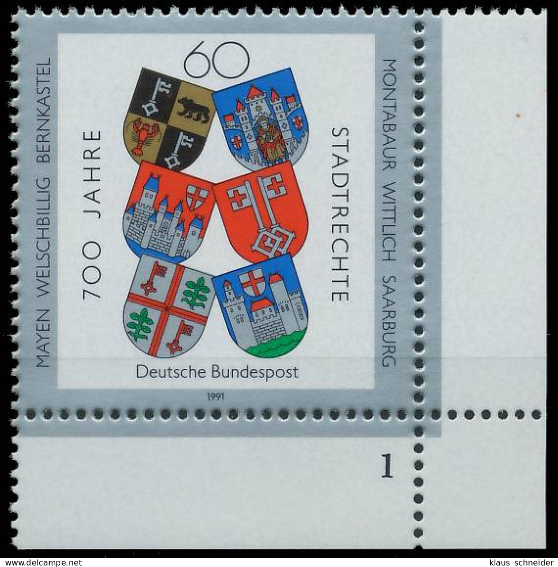 BRD BUND 1991 Nr 1528 Postfrisch FORMNUMMER 1 X575AA6 - Neufs