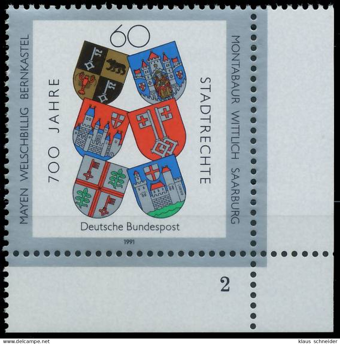 BRD BUND 1991 Nr 1528 Postfrisch FORMNUMMER 2 X575AAA - Unused Stamps