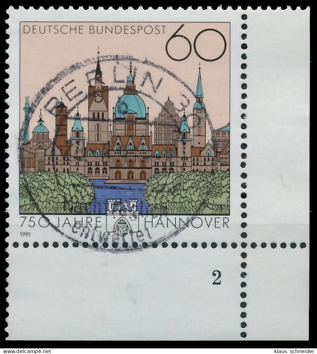 BRD BUND 1991 Nr 1491 Zentrisch Gestempelt FORMNUMMER 2 X575C2A - Gebraucht