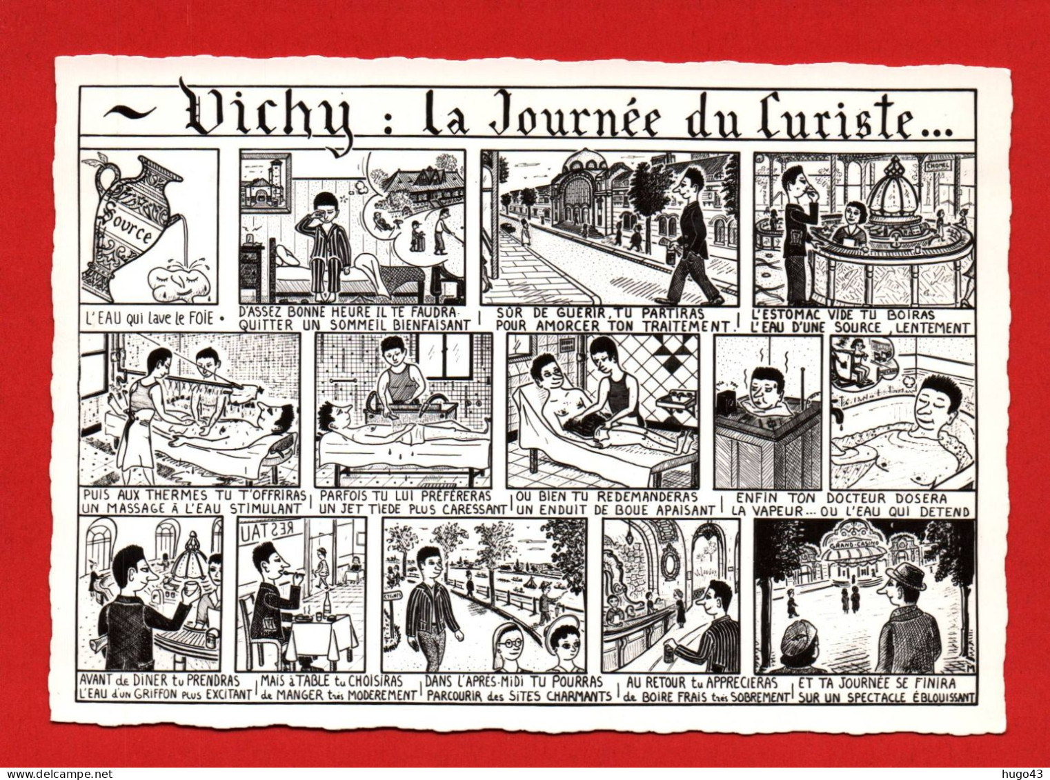 (RECTO / VERSO) VICHY - LA JOURNEE DU CURISTE - BANDE DESSINEE - CPSM GF NON VOYAGEE - Vichy